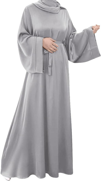 IMEKIS Women Muslim Abaya Long Sleeve Maxi Dress Loose Full Cover East Arabian Robe Dubai Islamic Dubai Prayer Clothes