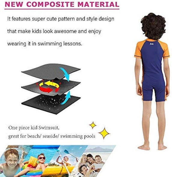 Karrack Girls and Boys One Piece Rash Guard Swimsuit Kid Water Sport Short Swimsuit UPF 50+ Sun Protection Bathing Suits