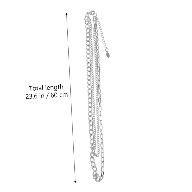 SOIMISS 2 Pcs Men's Double Layer Necklace Stainless Steel Necklaces Pendants for Men Chain Pendant for Men Link Choker Collarbone Chain Adjustable Chain Necklace Rust-proof Neck Chain Wild