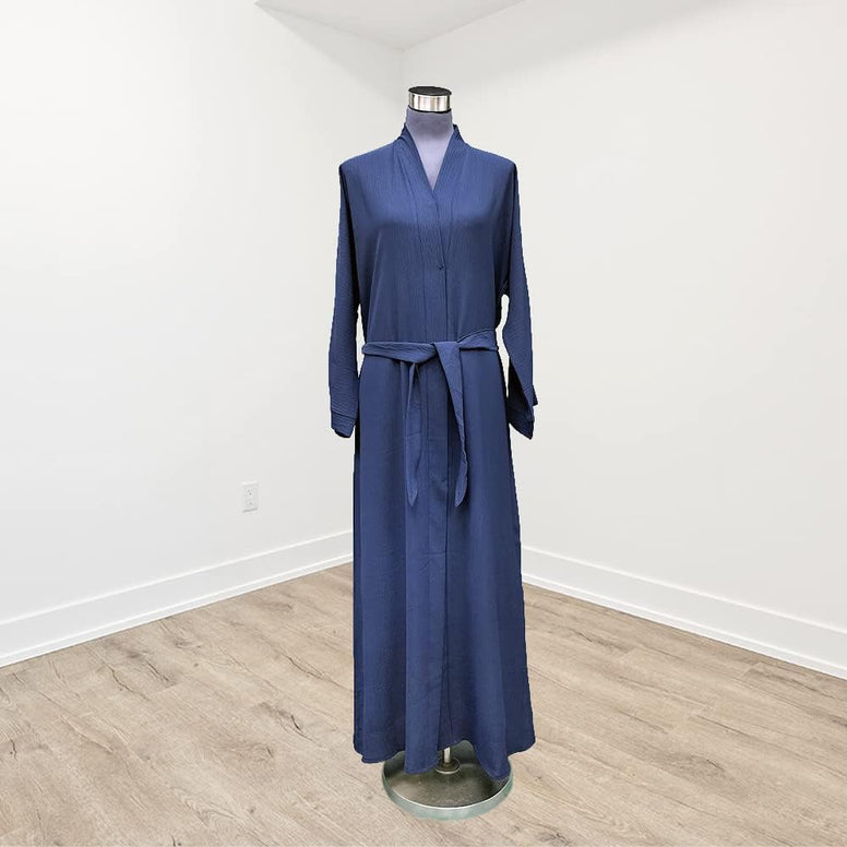 Elysian Abaya Made With Fine Fabric, Comes Matching Hijab and Waist Tie Blue Black and Brown