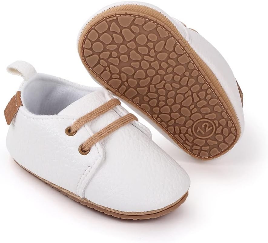 Infant Baby Boys Girls Leather Shoes Soft Rubber, Walking Shoes Non-Slip Sneaker Toddler for First Walker Shoes Newborn Crib Shoes, for 6 Months