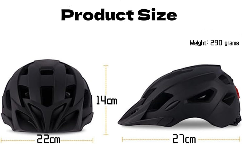 Mountain Bike Helmet for Men, Adult Bicycle Helmet with Light, Adjustable Bike Helmets with Replacement Pads & Detachable Visor, Cycling Helmet for Commuter Scooter MTB Mountain & Road Biker