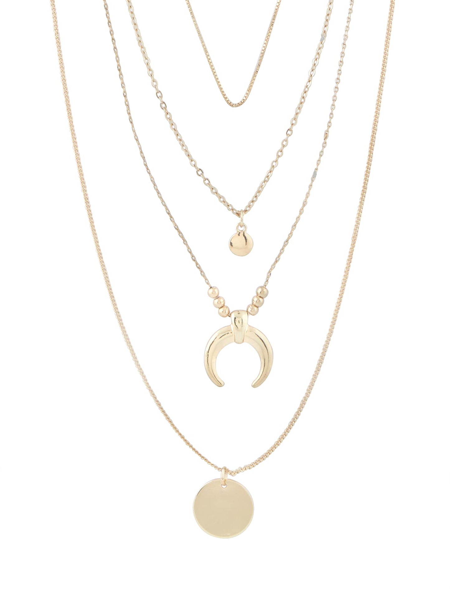 Zaveri Pearls Gold Tone Contemporary 4 Layers Necklace Chain With Earring-ZPFK10615