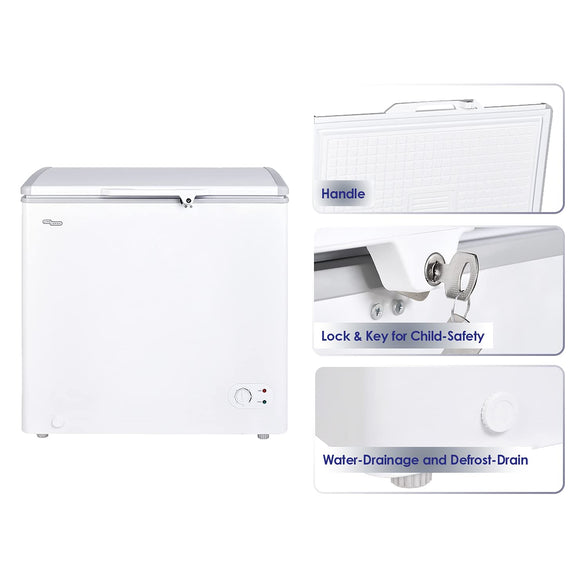 Super General Chest-Freezer 200 Liter Gross Volume, SGF-222, White, Compact Deep-Freezer with Storage-Basket, Lock & Key, Quick Freeze, 82.2 x 56.5 x 83.5 cm, 1 Year Warranty