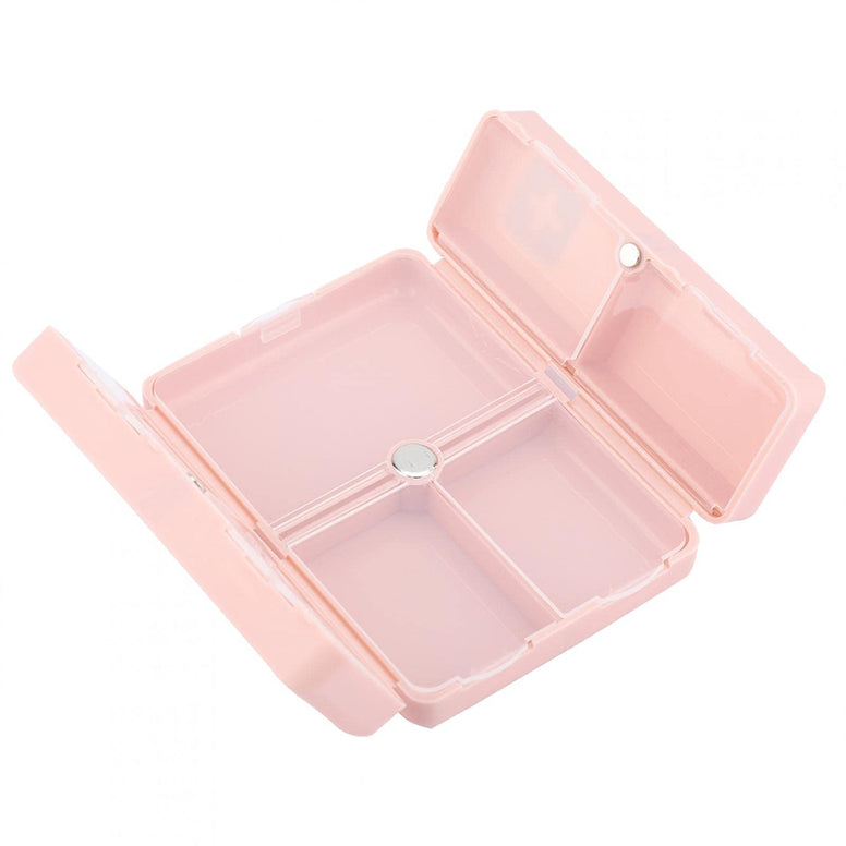DEWIN Pill Box, Weekly Pill Box, Portable Magnetic Folding Pill Box with 7 Compartments (Pink)