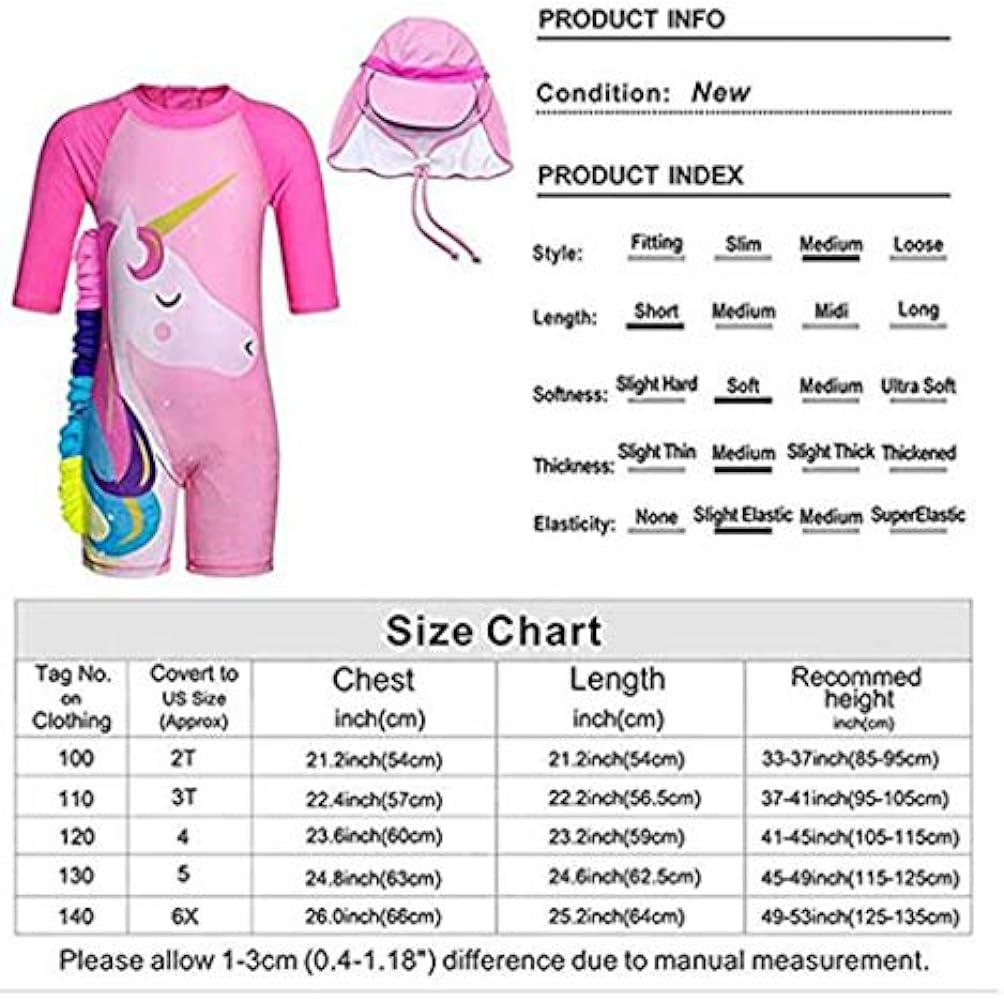 WonderBabe Unicorn/Flamingos Girls UV Swimsuit Kids Sun Protection Swimming Costume One Piece Round-Neck Swimwear Rash Guard Bathing Suit Surfing Sunsuit 1-8 Years