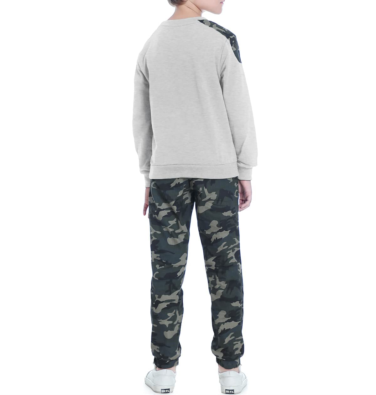 Boys Clothes Sweatsuits Casual Outfits Cotton Long Sleeve T-shirts and Camouflage Pants Set (4-5 Years)