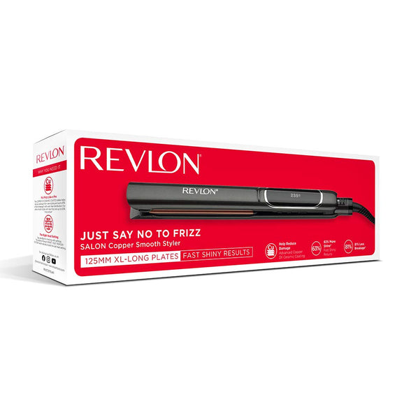 Revlon RVST2155 Hair Straightener Perfect Heat Copper 25 MM Straightener,Ceramic flat iron, 30 LCD settings