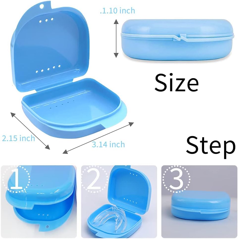 Retainer Box Retainer Case Retainer Container Partial Mouth Guard Container Case Denture Box Orthodontic Denture Storage Boxes with Vent Holes (Pink/Light Blue/White)