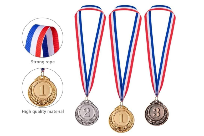 18 Pack Gold Silver Bronze Award Medals - 2 Inch Award Medals with Neck Ribbon Olympic Style Winner Medals for Sports, Competitions, Party