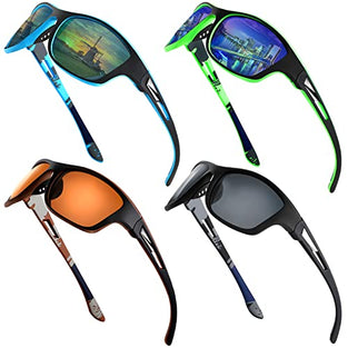 4 Pieces Polarized Sports Sunglasses for Men Driving Cycling Fishing Sun Glasses Men Sports with UV Protection