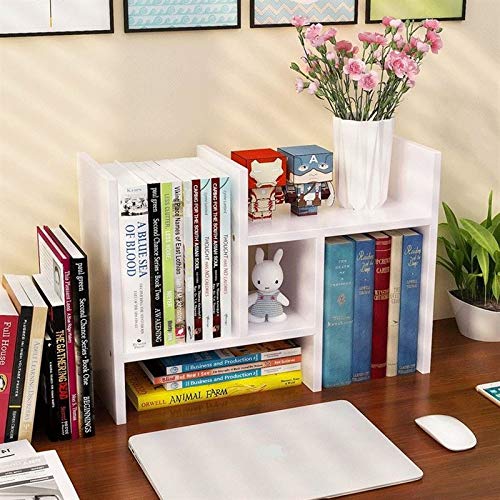 Fotrsta Multi-Layer Desk Adjustable Bookcase, Simple Wooden Bookshelf, Furniture Office Storage Rack, Living Room Sundries Storage Holder, Desktop Organizer (rectangle, black walnut color)