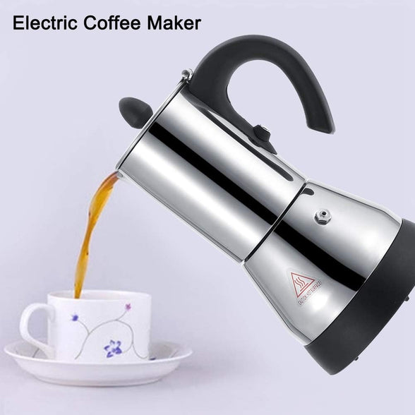 Coffeemaker | Food Grade Stainless Steel Coffee Maker Small Electric Mocha Pot for Espresso,Auto Keep Warm Mode,More Safe, 200/300ml(Optional).(300ml)