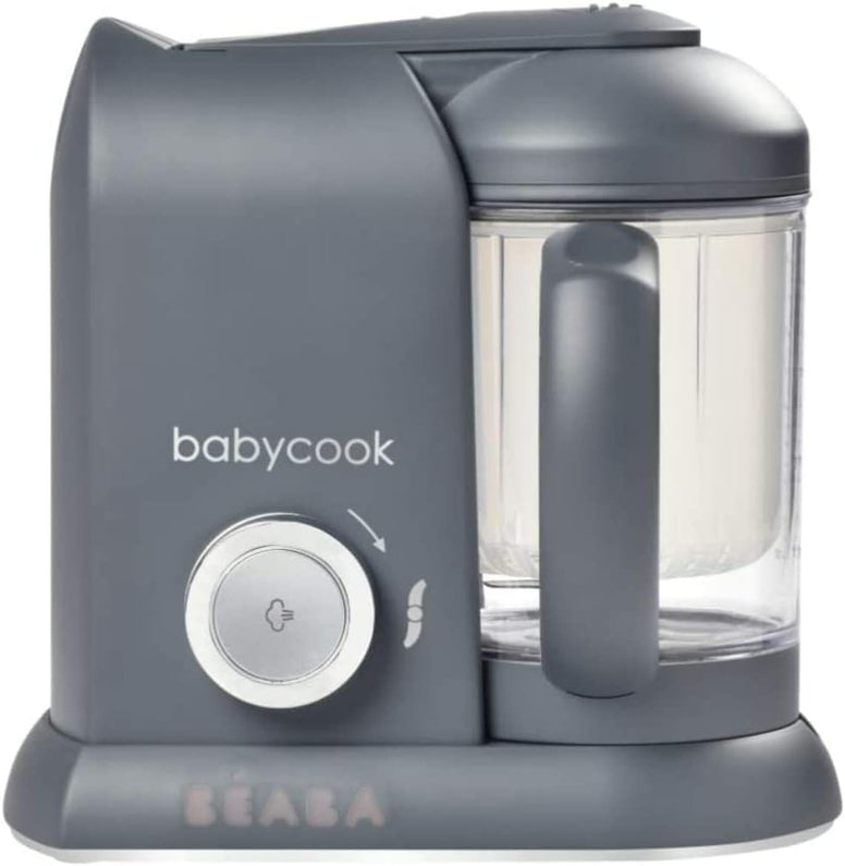 BEABA - Babycook Solo - Baby Food Maker - 4 in 1 : Baby Food Processor, Blender and Cooker - Soft Steamer Cooking - Quick - Food diversification for your Baby - Dark Grey