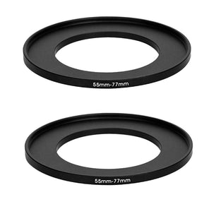 (2 Packs) 55-77MM Step-Up Ring Adapter, 55mm to 77mm Step Up Filter Ring, 55 mm Male 77 mm Female Stepping Up Ring for DSLR Camera Lens and ND UV CPL Infrared Filters