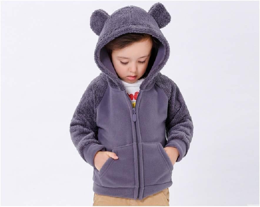 YAGATA Baby Boys Bear Ears Shape Fleece Zip-up Hooded Jacket Clothes Light Sweatshirt 18-24M