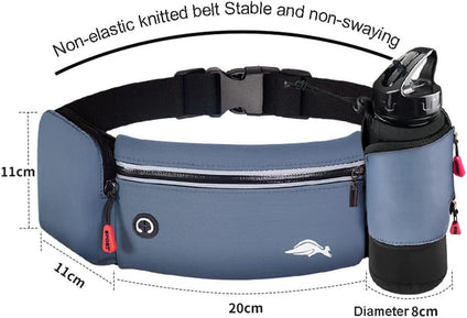 Running Belt Bag, Running Belt Bag with Foldable Water Bottle Holder, Running Phone Holder for Women and Men, Water Resistant and Non Bouncing, Perfect for Running, Cycling and Walking
