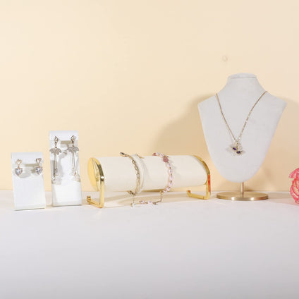 GemeShou Beige velvet bracelet displays for selling, woman bracelet holder stand, watch storage organizer gold jewelry stand【Beige-Long 】