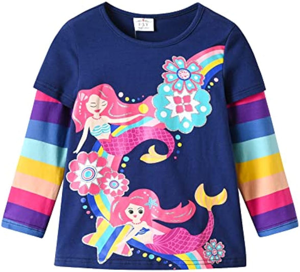 VIKITA Little Girls Cute Flower Long Sleeve T-Shirt Top for 1-8 Years