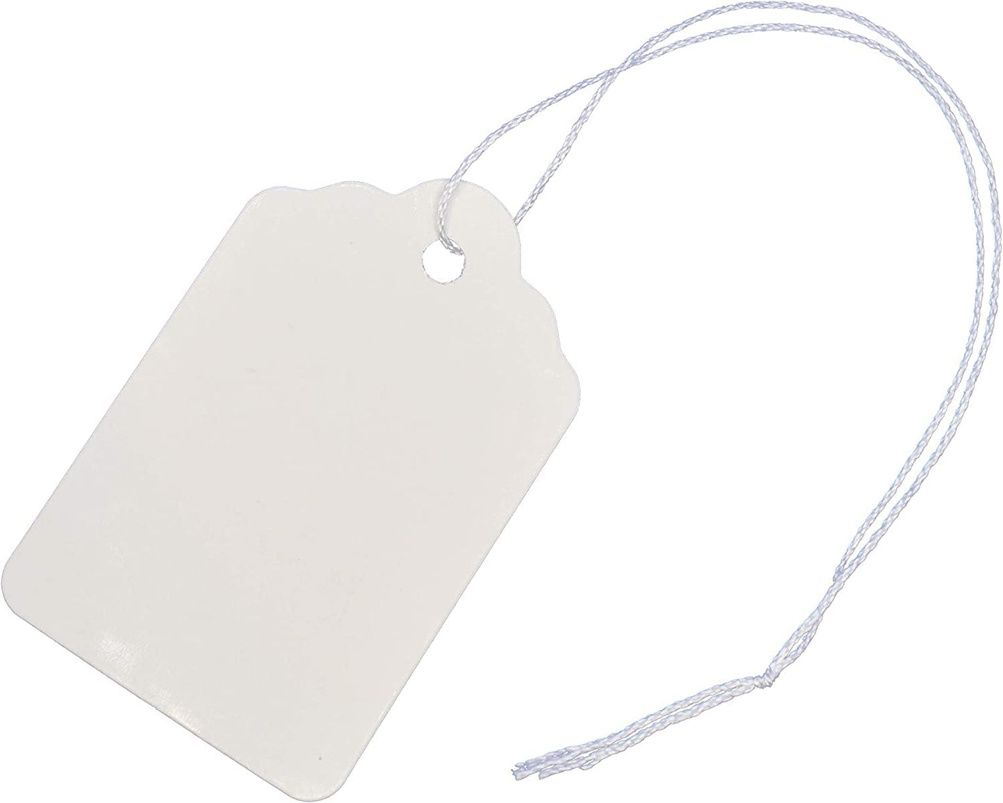 MARKQ 100 Pcs Gift Tags with strings, White Writable Label Price Tags for Pricing Merchandise Gifts Jewelry Clothing Display, Marking Tags