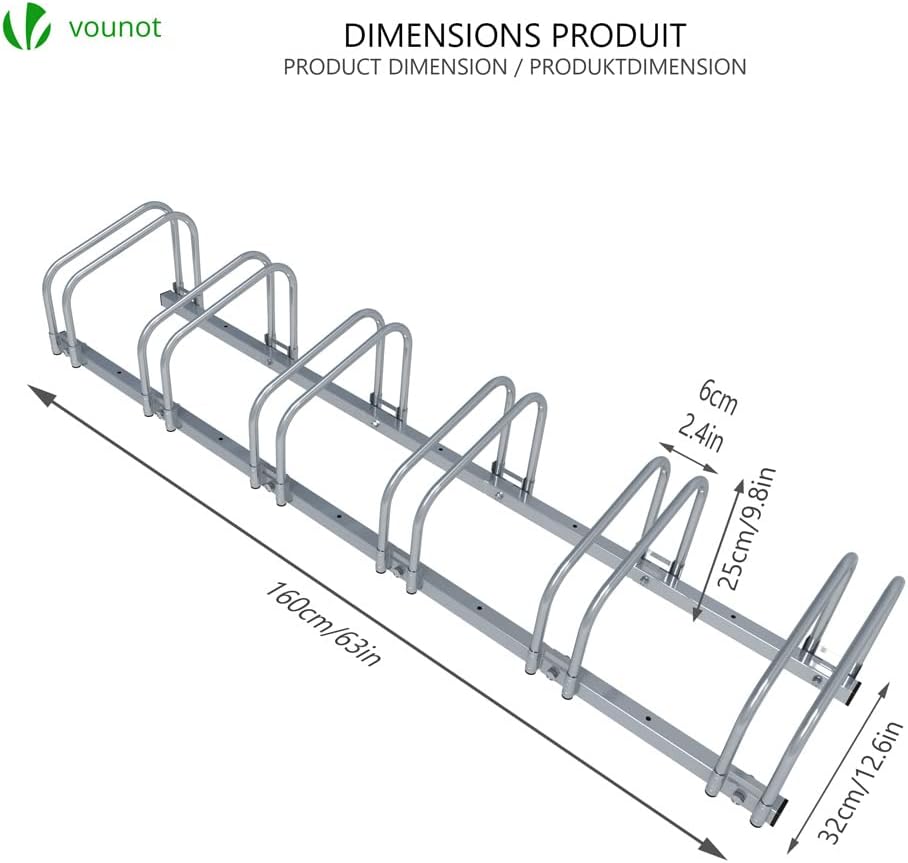 VOUNOT 6 Bike Stand Floor or Wall mounted bike rack for garage Bicycle Parking rack Cycle Storage Locking Stand