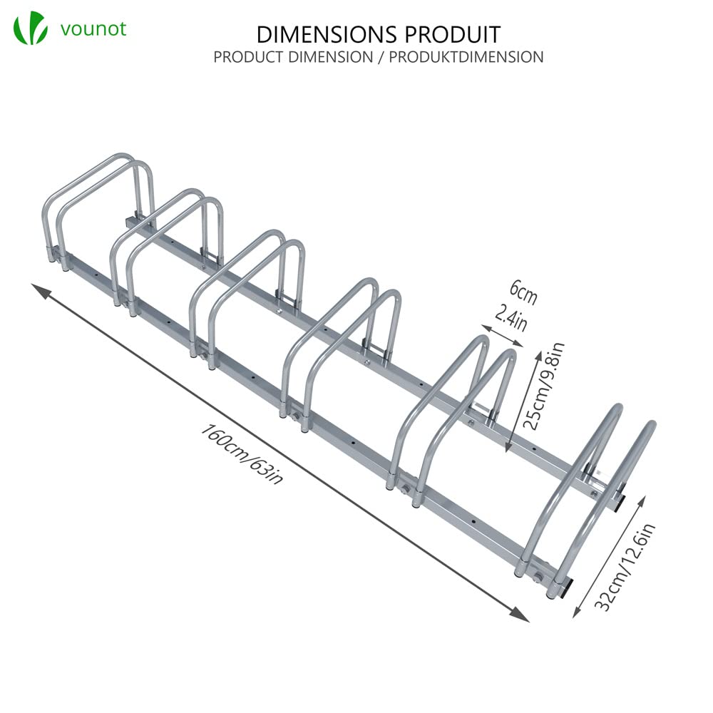 VOUNOT 6 Bike Stand Floor or Wall mounted bike rack for garage Bicycle Parking rack Cycle Storage Locking Stand