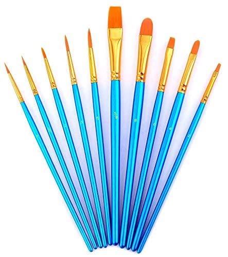 SENENQU Acrylic Paint Brushes Set, 20Pcs Round Pointed Tip Artist Paintbrushes for Acrylic Painting Oil Watercolor Canvas Boards Rock Body Face Nail Art, Halloween Pumpkin Ceramic Crafts Supplies