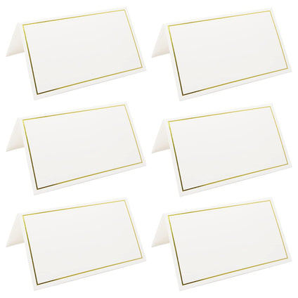 XINGLIAN 50 Pieces Small Tent Cards with Gold Foil Border,Perfect for Weddings, Banquets, 2 x 3.5 Inches