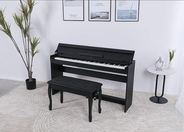 Digital Piano 88 Hammer Action Keyboard Full Size Semi Weighted Electric Keyboard, 800 Tones, 600 Rhythms with Headphone/Power Adapter/3 Pedals/MP3 Function with Keyboard Stand & Bench Stool