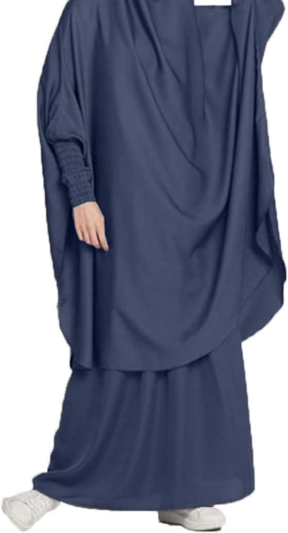 BOJON Muslim Two Piece Prayer Dress for Women Abaya Dress Islamic Middle East Dubai Turkey Maxi Abaya Kaftan with Full Length Hijab Dress