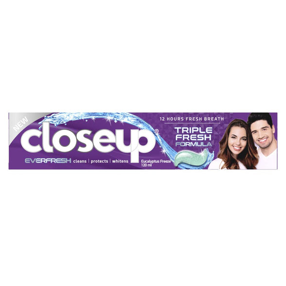 ClosEUp Triple Fresh Formula Gel Toothpaste, Eucalyptus Freeze, 120ml