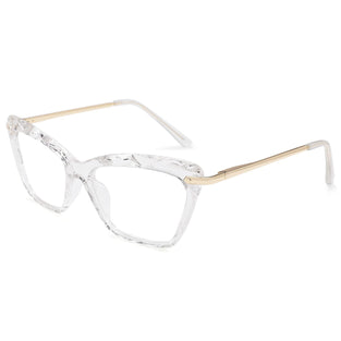 COASION Non-prescription Clear Lenses Eye Glasses for Women Cat Eye Glasses Small Frame With Spring Hinges