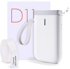 Label Maker, D11 Small Label Printer Handheld Portable Bluetooth Label Maker Machine with Tape,Mini Bulk Printer for Small Business Home Office Compatible iOS Android USB Rechargeable-White (D11)