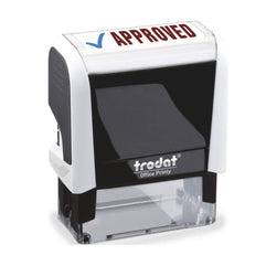 Trodat Stamp 4912 Office Printy with English Text APPROVED – Self Inking, Red and Blue Ink, 18 x 46 mm