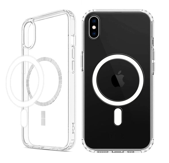 Zubitech iPhone X/iPhone Xs Clear Magnetic Cover | MagSafe Compatible | Hybrid Protective Crystal Clear Hard Back Case | Shockproof Silicone Frame | Slim Transparent Case for Apple iPhone X/Xs