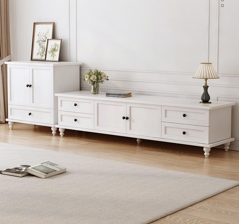 LEDIN TV cabinet modern minimalist combination light luxury storage floor cabinet living room furniture narrow combination wall cabinet (White)