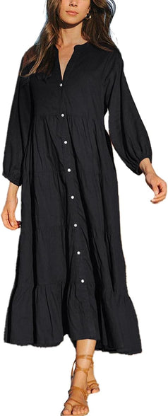 YouKD Women's Summer Boho Kimono Long Shirt Dress Large Size Robe Beach Wraps One Size Bathrobes