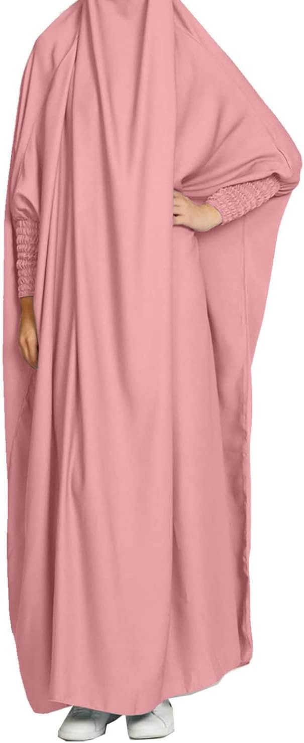 BOJON Women's Muslim One Piece Prayer Dress for Women Abaya Dress Islamic Middle East Dubai Turkey Maxi Abaya Kaftan with Hijab Dress Full Length