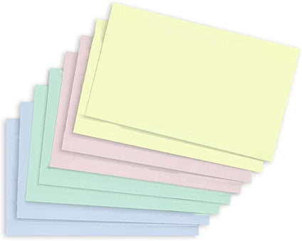 MARKQ Blank Flash Cards 100 Pack Plain Colored Index Cards for Business, Office School Learning Revision Record Cards, 4” x 6”, 180GSM