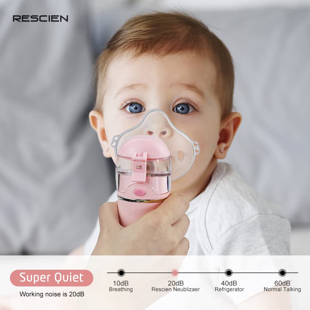 RESCIEN Portable Wireless Mesh Nebulizer USB charge Machine with Storage bag 3 Modes Kids Adults Use Ultrasonic Handheld Nebulizer