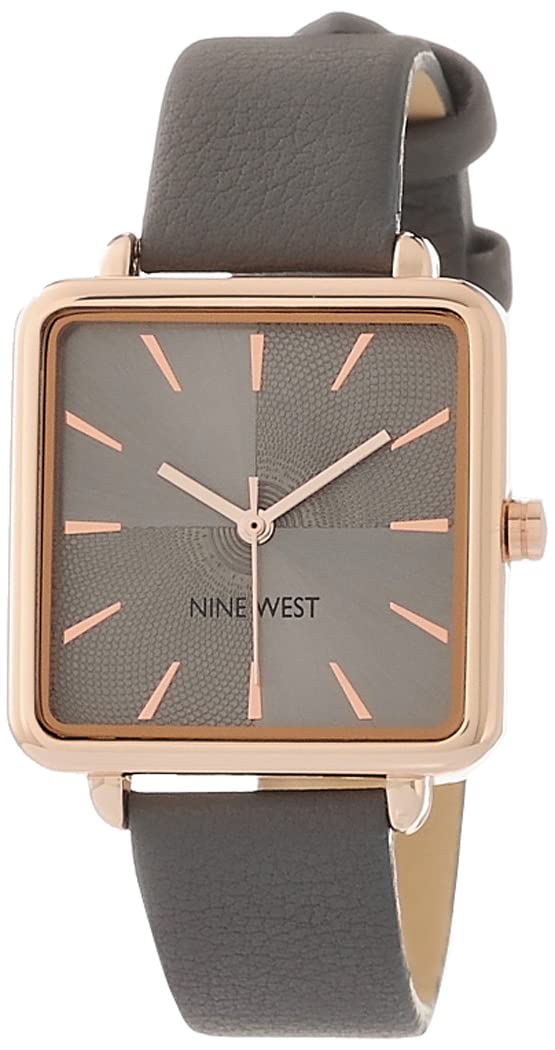 Nine West Women's Japanese Quartz Dress Watch with Faux Leather Strap