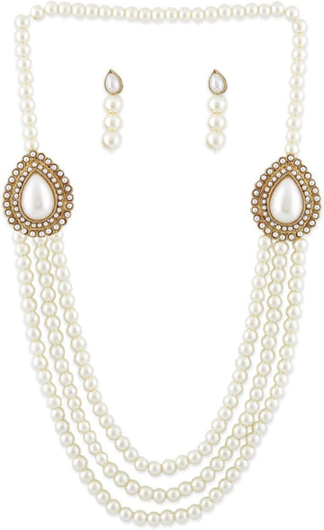 Zaveri Pearls Grand Moti Rani Haar Necklace Set For Women (White) (Zpfk4137)