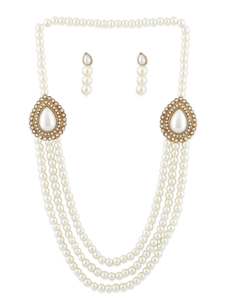 Zaveri Pearls Grand Moti Rani Haar Necklace Set For Women (White) (Zpfk4137)