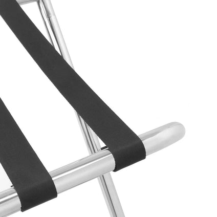 Folding Luggage Rack, Stainless Steel Luggage Rack, Cloth Stand, Steel black fabric straps, Easy to Handle,