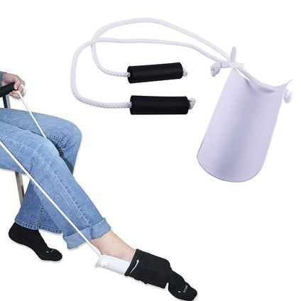 Sock Aid Tool Easy On and Easy Off Stocking Slider Pulling Assist Device with Foam Handles 35.4Inch Adjustable Cords Socks Helper for Elderly,Disabled,Pregnant,Diabetics(1 Pair)