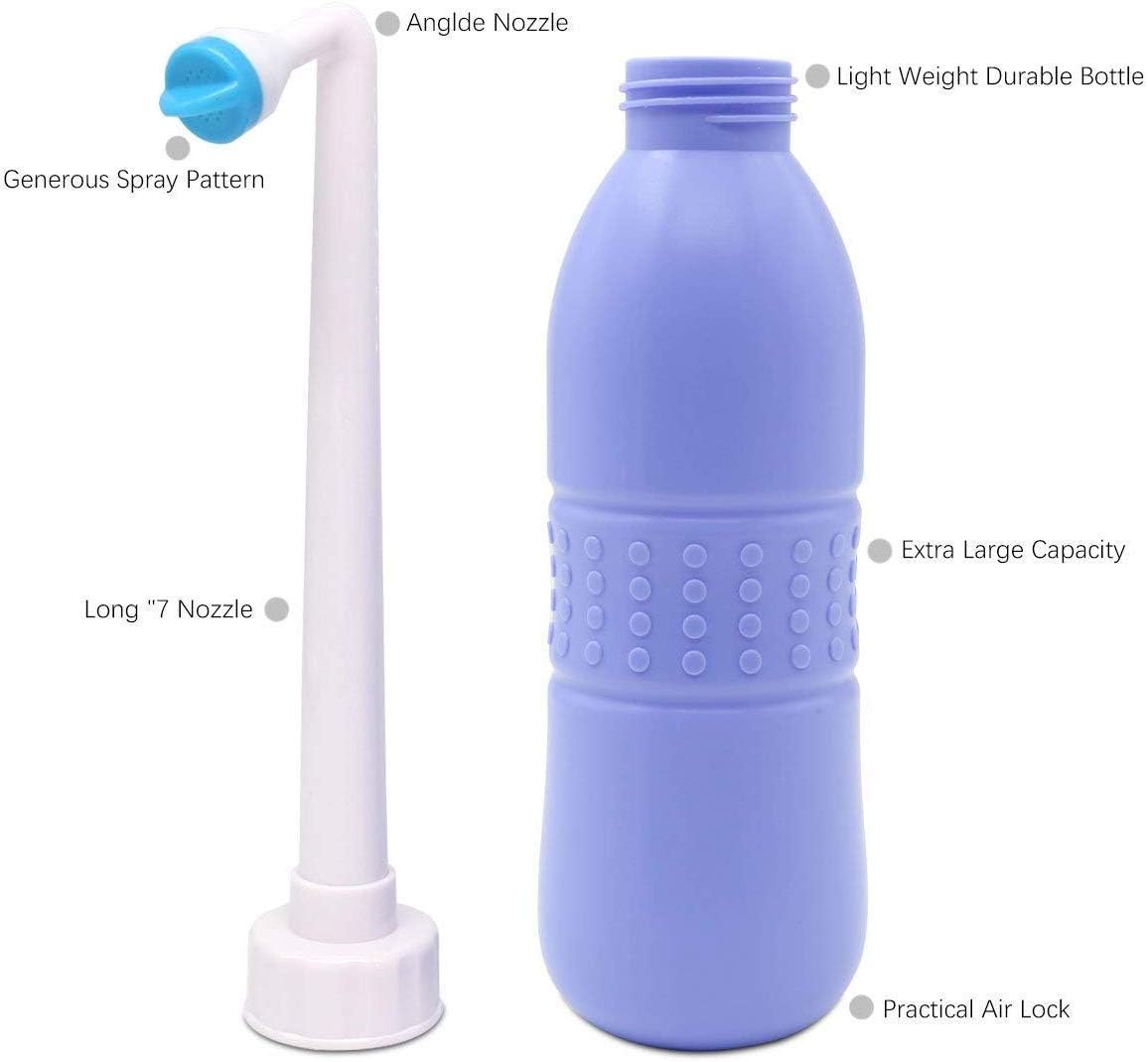 e world unbox happiness 650 ml Large Portable shattaf Bidet Bottle Handheld Travel Toilet shataf Hand Spray Seat WaterBlue, Type : BidetMaterial : Plastic