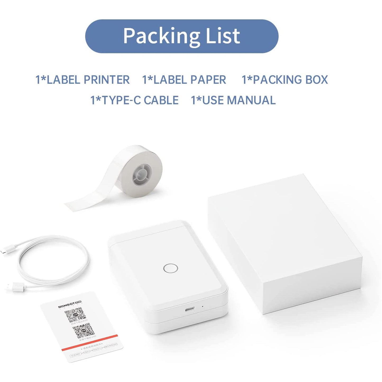 Label Maker Machine with Tape, Portable Bluetooth Label Printer, Mini Sticker Printer with 0.59x1.18 Inches Labels for Storage, Shipping, Barcode, Mailing, Office, Home, Organizing