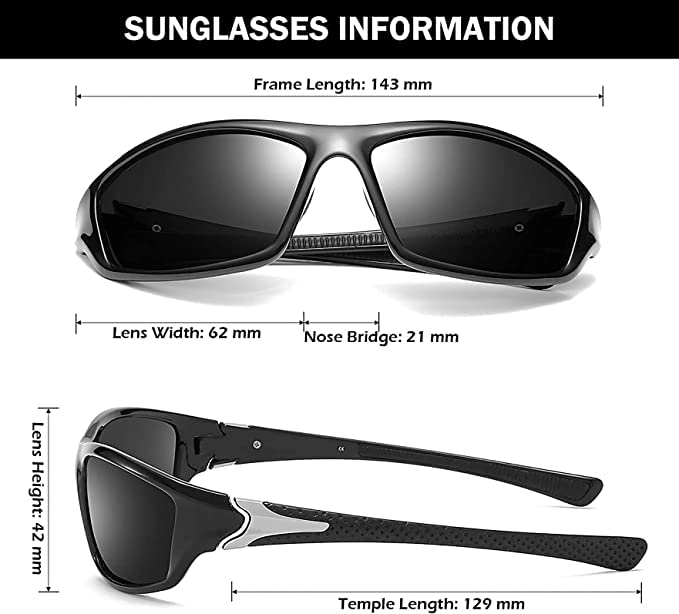 Men's Driving Sunglasses, Sports Sunglasses for Men Polarized UV protection Polarized Glasses Mens Sports Polarized Sunglasses 100% UV Protection Sports Eyewear Fishing Golf Goggles Cycling Driving