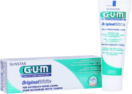 Gum Original White Toothpaste - Sensitivity Relief-Plaque Removal-Anti-Bacterial-Eliminates Bad Breath-Restores natural whiteness of teeth-Gentle on Gums-Prevents new stain formation-75ml