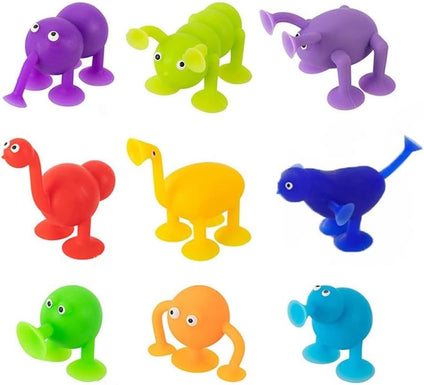 Suction Bath Toys for Kids - 9 Pcs Suction Cup Toys Silicone Building Blocks Suction Cup Toys Animal Shaped Suction Cup Toys, | Pressure Release Parent-Child Interactive Games, Shower Toys for Kids